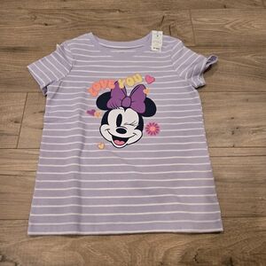 🌻 NWT Disney Minnie Mouse 'Love You' Lavender Striped Tee SIZE 6
